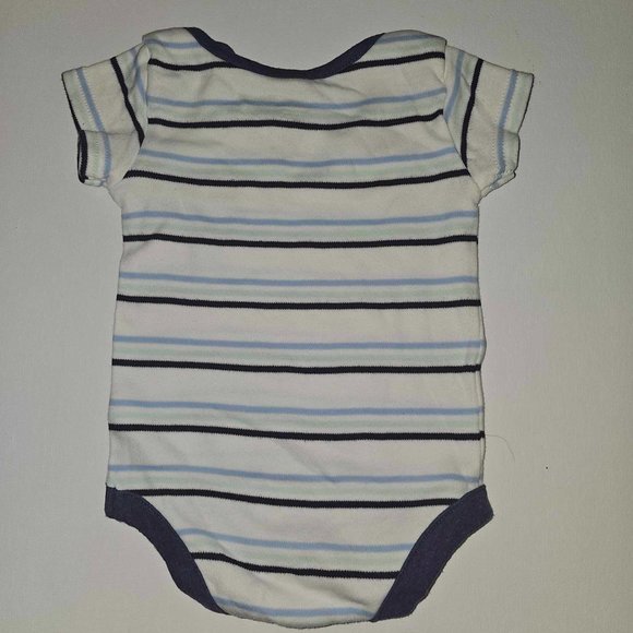 5/20 George Newborn White and Blue stripes cotton onesie / bodysuit - Picture 2 of 2